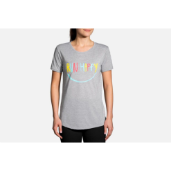 Camiseta Brooks Distance Sleeve Gris Mujer