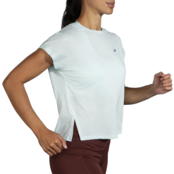 Camiseta M/c Running Brooks Sprint Free Celeste Mujer -Fitness comercio camiseta mc running brooks sprint free celeste mujer 2