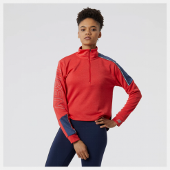 Camiseta New Balance Accelerate Pacer Half Zip Rojo Mujer