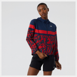 Cortavientos New Balance Printes Accelerate Azul Rojo Mujer