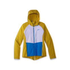Cortavientos Running Brooks Canopy Jacket Ocre Azul Mujer