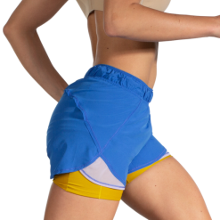 Pantalón Running Brooks Chaser 5" 2-in-1 Azul Ocre Mujer -Fitness comercio pantalon running brooks chaser 5 2in1 azul ocre mujer 5