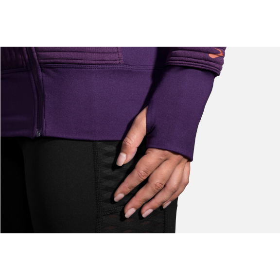 Sudadera Running Brooks Fly-By Hoodie Morado Mujer 5 Sudadera Running Brooks Fly-By Hoodie Morado Mujer - Imagen 3